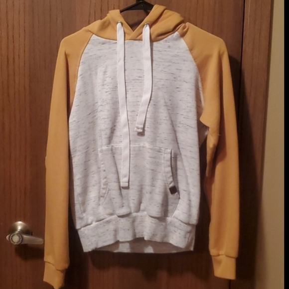 Size S Yellow and White Pullover Sweatshirt - Picture 3 of 4